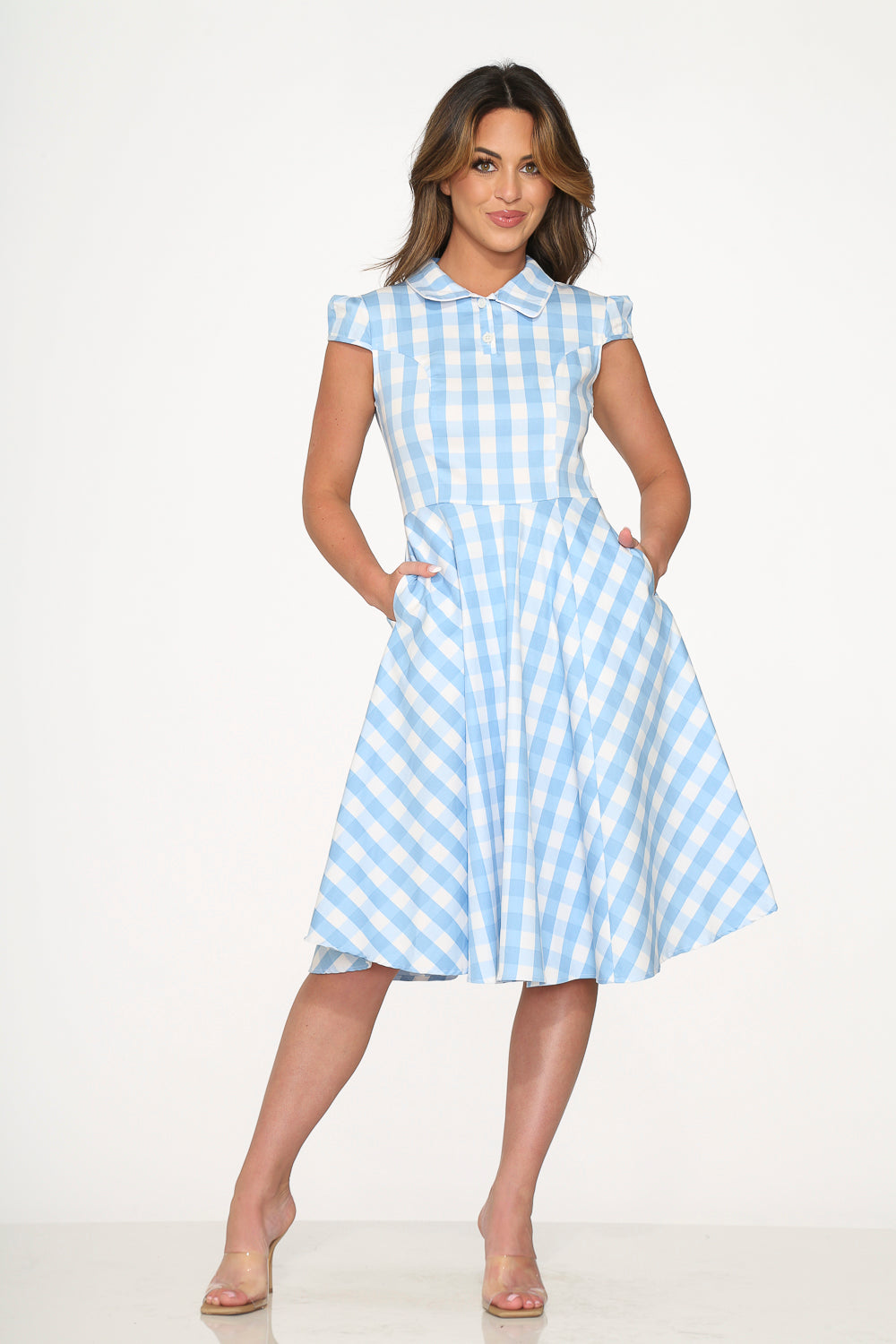 23341 Blue Checkmate Swing Dress