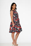 23350 Navy Floral Swing Dress