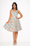 23870 Pink Floral Swing Dress