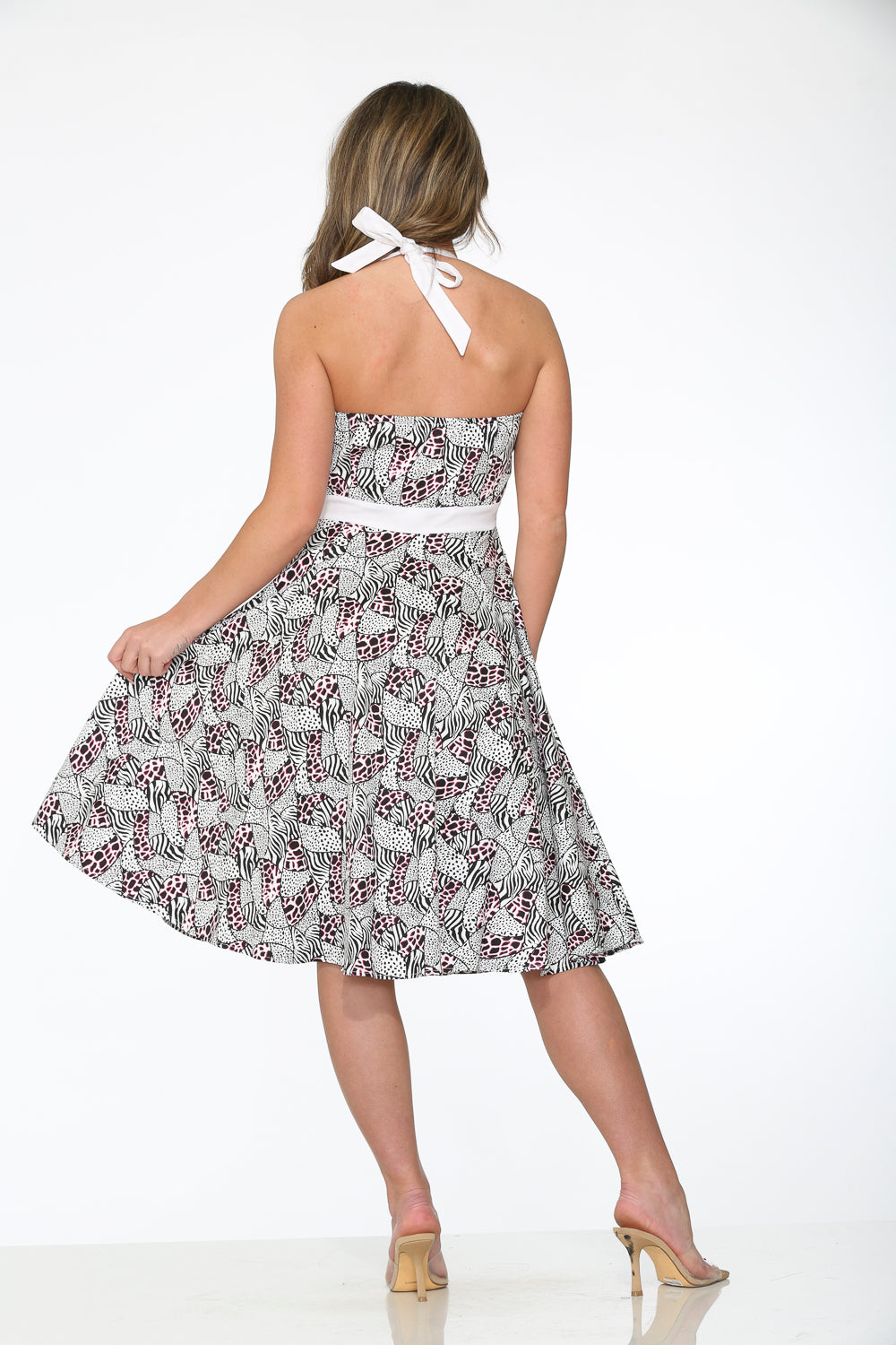 23980 Zebra Halter Swing Dress
