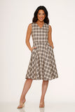 24290 Yellow Plaid Swing Dress