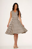 24290 Yellow Plaid Swing Dress