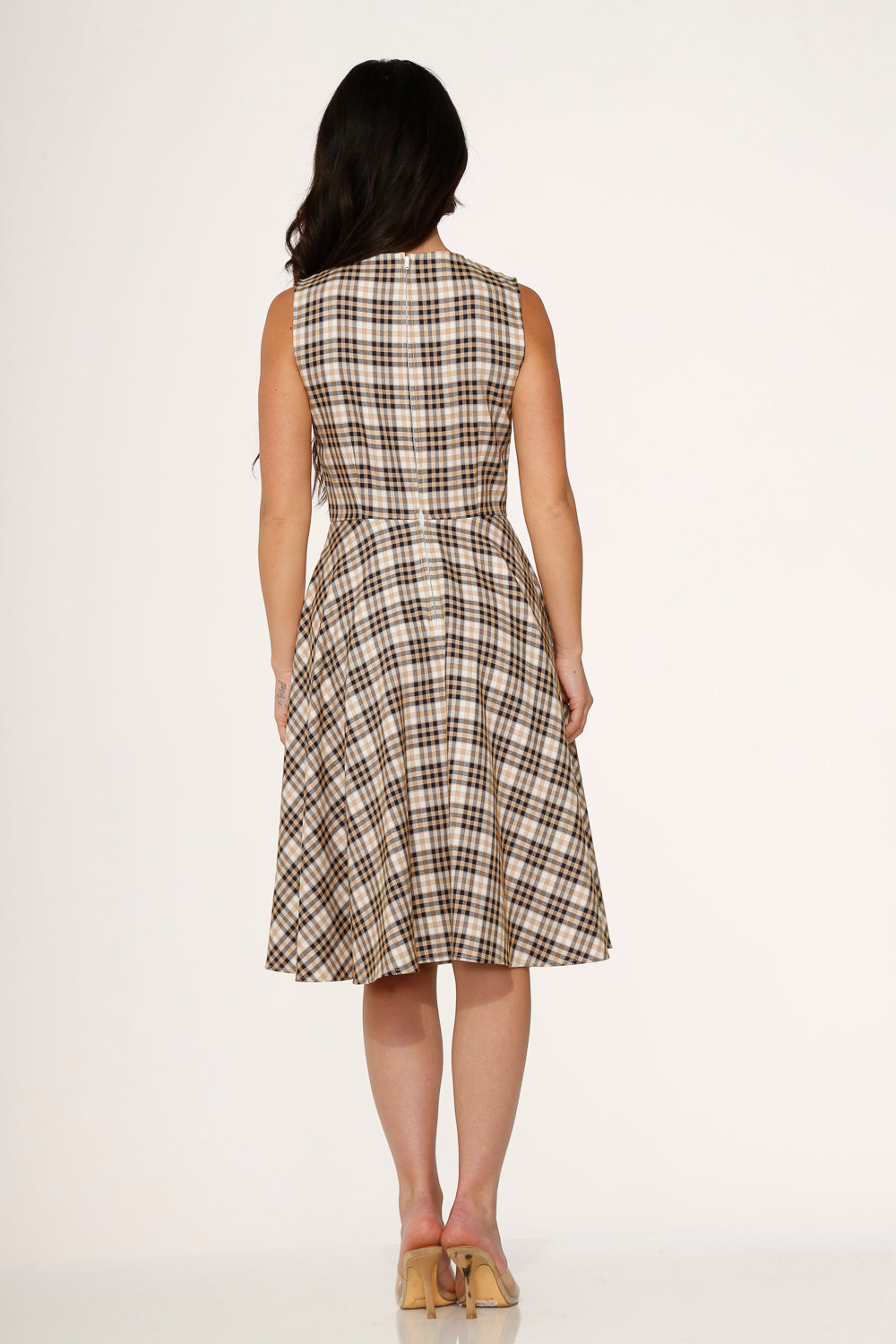 24290 Yellow Plaid Swing Dress
