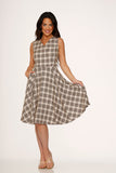 24290 Yellow Plaid Swing Dress