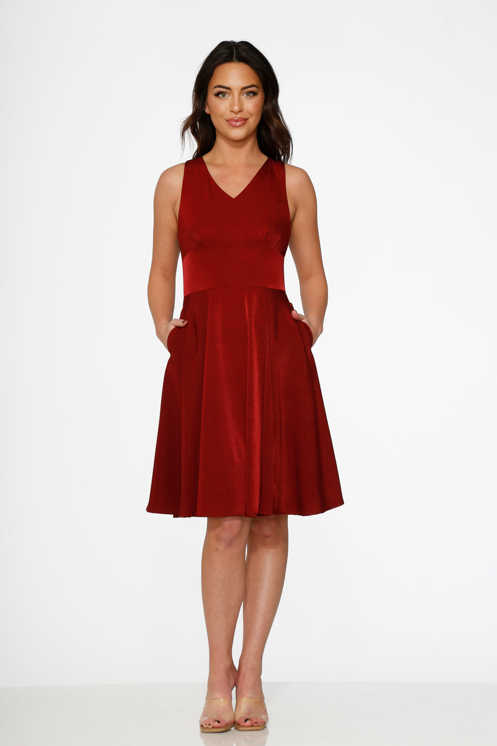 24331 Burgundy Swing Dress