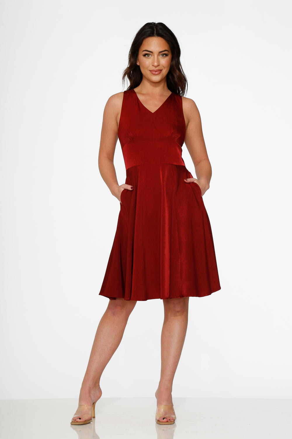 24331 Burgundy Swing Dress
