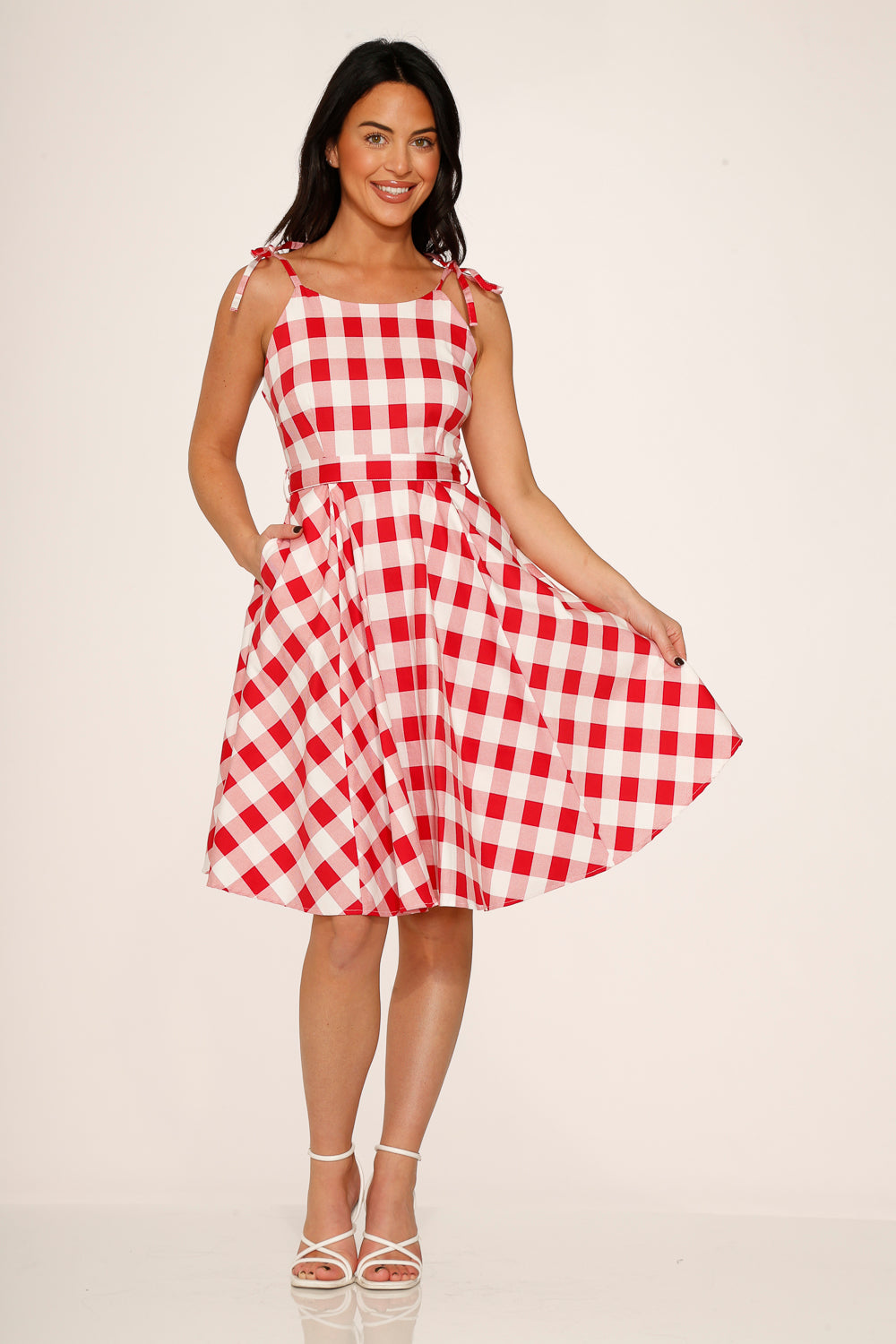 24360 White Red Picnic Swing Dress 14