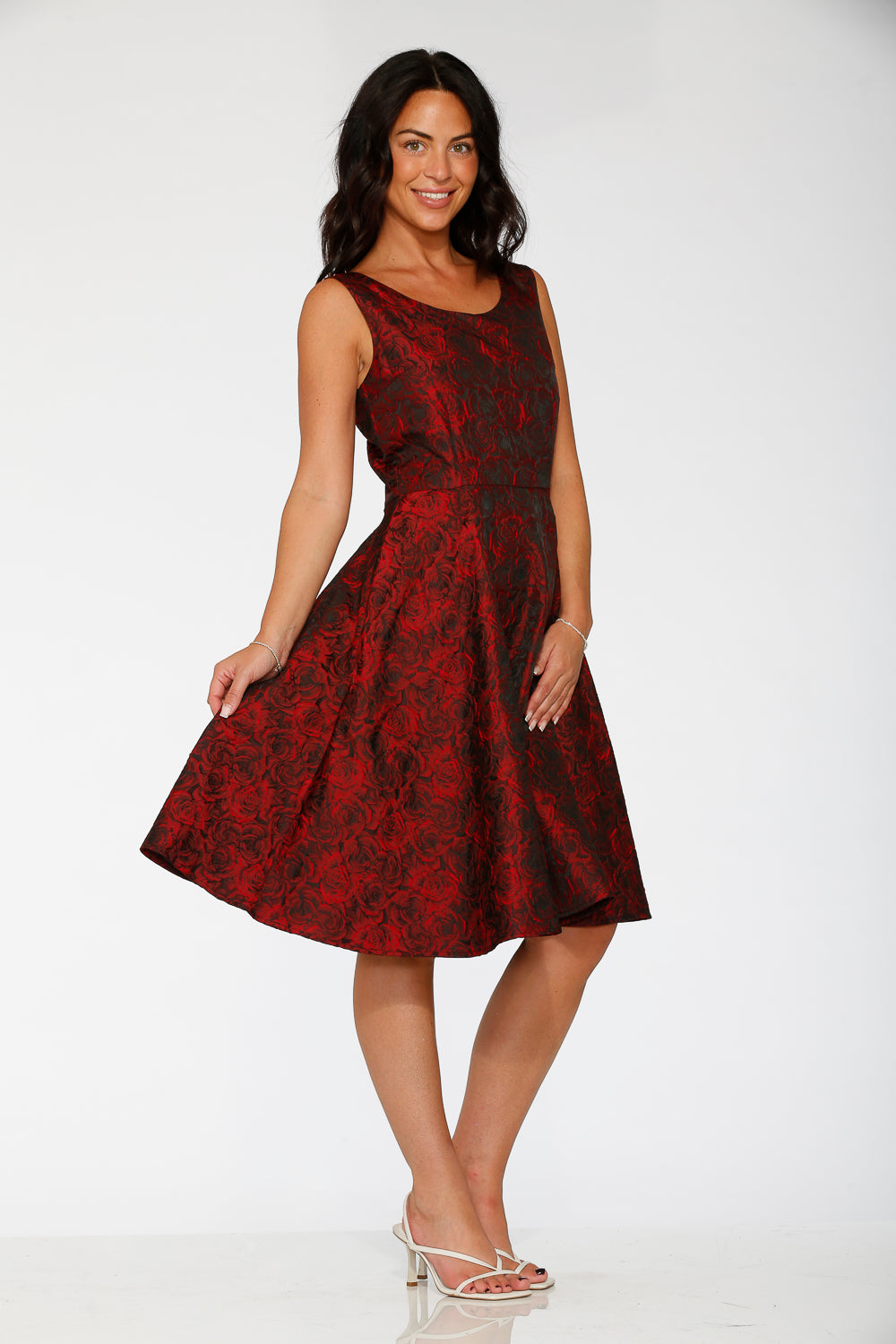 Orchid Bloom Red Rose Jacquard Swing Dress 6 Orchid Bloom Red Rose Jacquard Swing Dress 6
