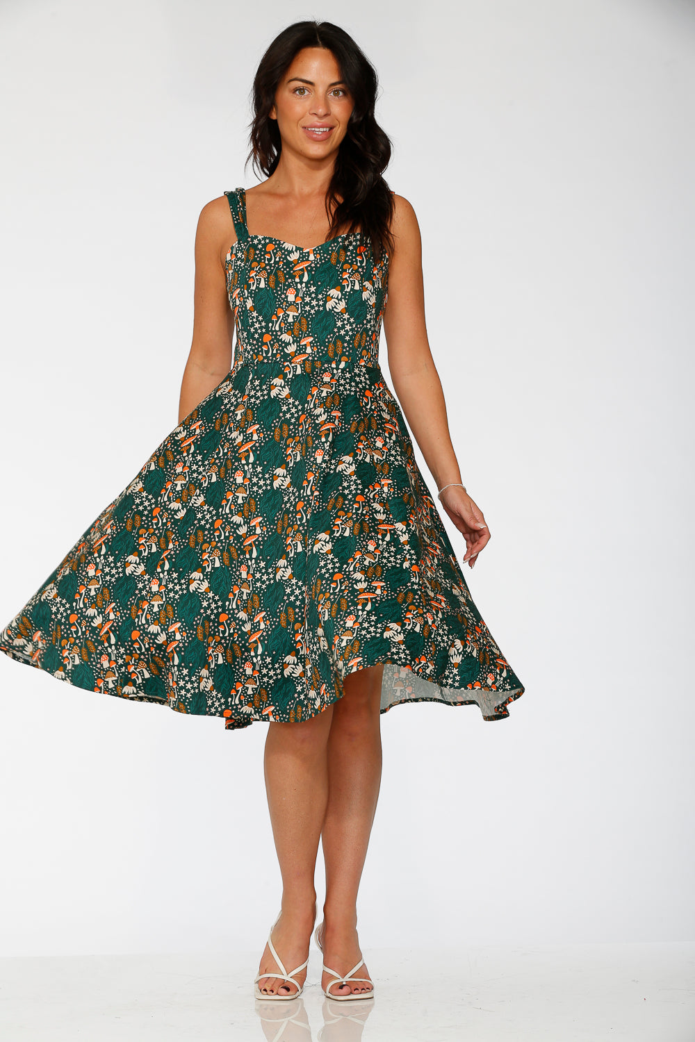 24421 Olive Mushroom Swing Dress