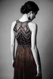 2509 Beaded Halter Neck Flapper Dress with Asymmetric Hem Black / Gold