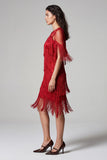 2512 Red Fringe Flapper Dress