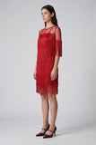 2512 Red Fringe Flapper Dress