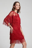 2512 Red Fringe Flapper Dress