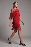 2512 Red Fringe Flapper Dress