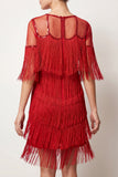 2512 Red Fringe Flapper Dress