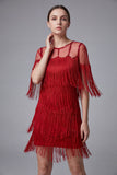 2512 Red Fringe Flapper Dress