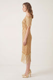 2526 Beige Flapper Dress with Fringe