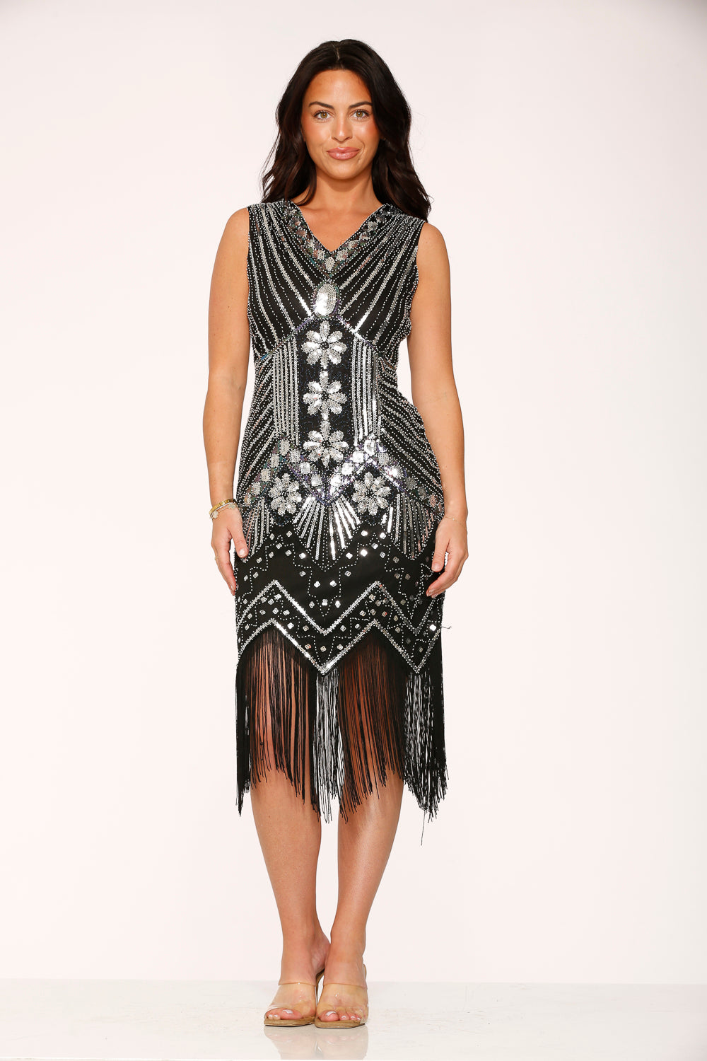 2530 Black Silver Flapper Dress 16 2530 Black Silver Flapper Dress 16