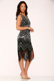 2530 Black Silver Flapper Dress