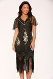 2532 Black Gold Flapper Dress