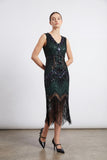 2586 Art Deco Flapper Dress Green