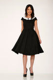 29190 Black White Collar Swing Dress