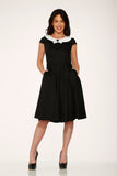 29190 Black White Collar Swing Dress