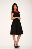 29191 Black Red Collar Swing Dress