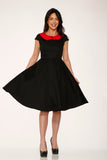 29191 Black Red Collar Swing Dress