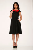 29191 Black Red Collar Swing Dress