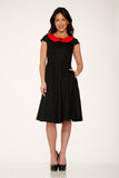 29191 Black Red Collar Swing Dress