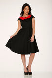 29191 Black Red Collar Swing Dress