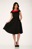 29191 Black Red Collar Swing Dress