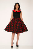29201 Black Red Polka Dot Swing Dress