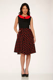 29201 Black Red Polka Dot Swing Dress