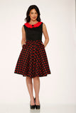 29201 Black Red Polka Dot Swing Dress