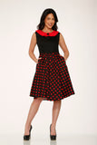 29201 Black Red Polka Dot Swing Dress