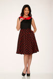 29201 Black Red Polka Dot Swing Dress