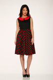 29201 Black Red Polka Dot Swing Dress