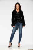 30100 Black Gloria Velvet Tailed Jacket