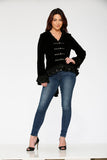 30100 Black Gloria Velvet Tailed Jacket