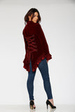 30101 Burgundy Gloria Velvet Tailed Jacket