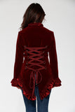 30101 Burgundy Gloria Velvet Tailed Jacket