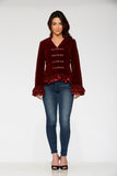 30101 Burgundy Gloria Velvet Tailed Jacket