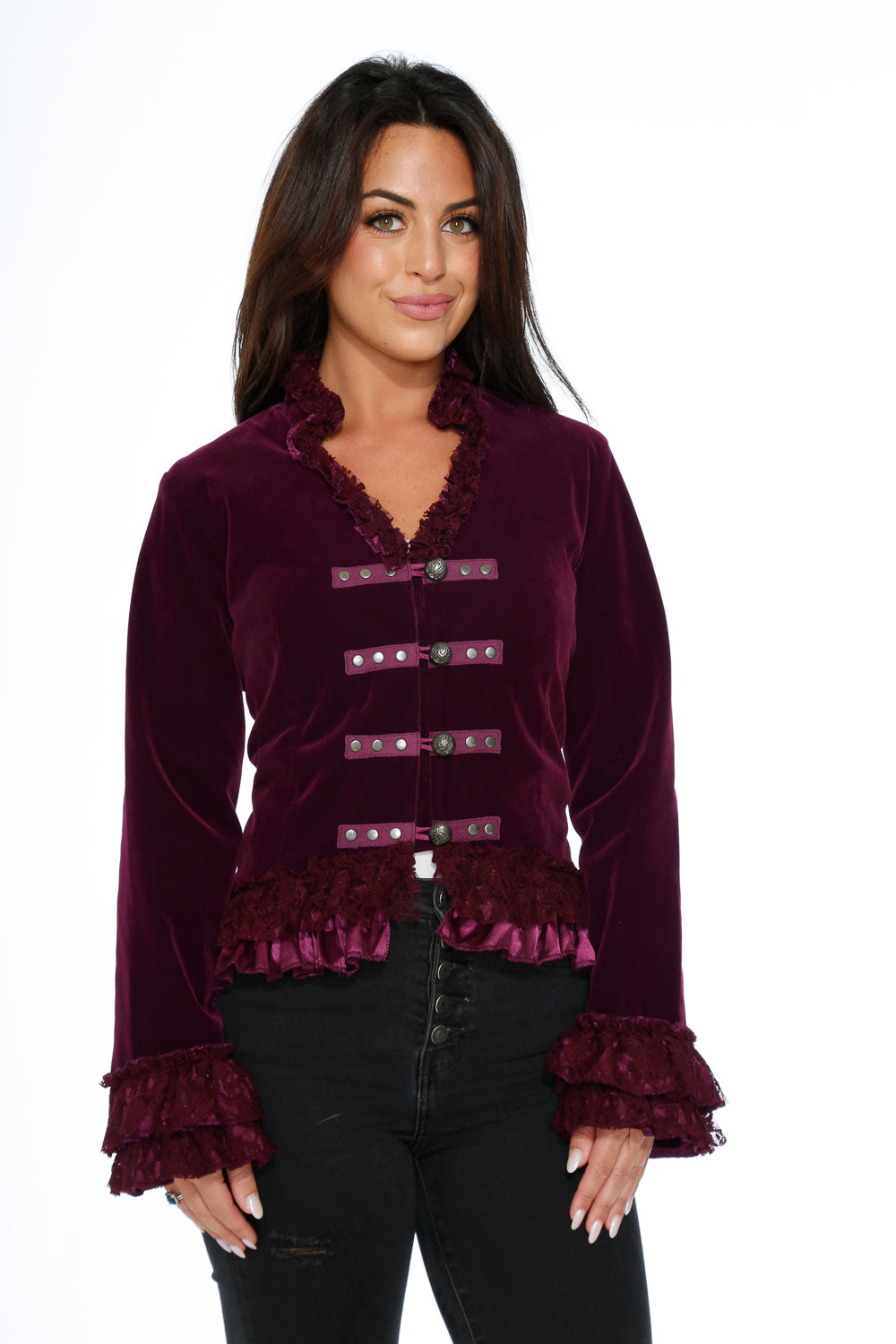 30102 Purple Glorai Velvet Tailed Jacket