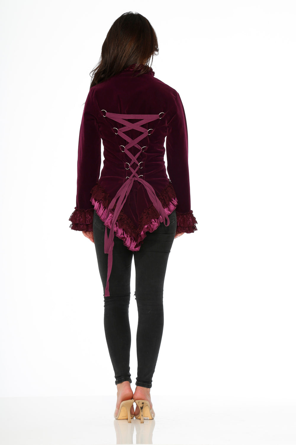 30102 Purple Glorai Velvet Tailed Jacket