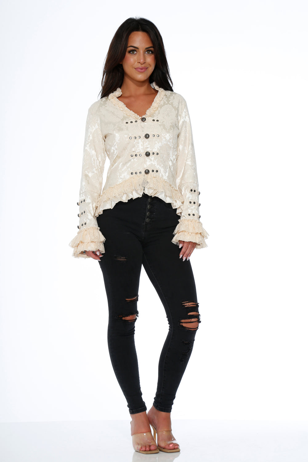 30112 OffWhite Victorian Tailed Jacket