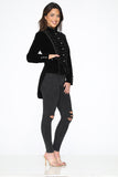 30160 Black Velvet Tailed Jacket with Linen