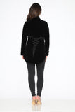 30160 Black Velvet Tailed Jacket with Linen