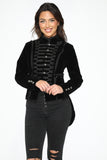 30160 Black Velvet Tailed Jacket with Linen
